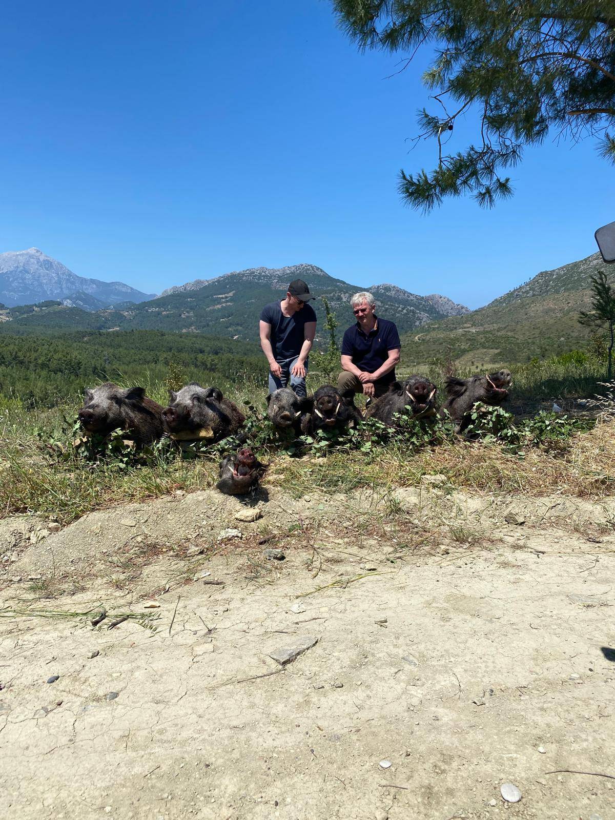 Wild boar hunting guests in the Taurus Mountains of Turkey